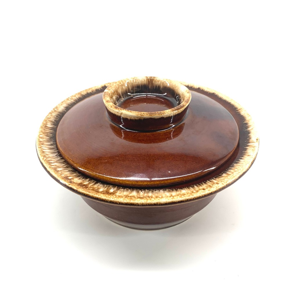 Vintage Hull Oven Proof Brown‎ Drip Glaze Covered Round Casserole Dish